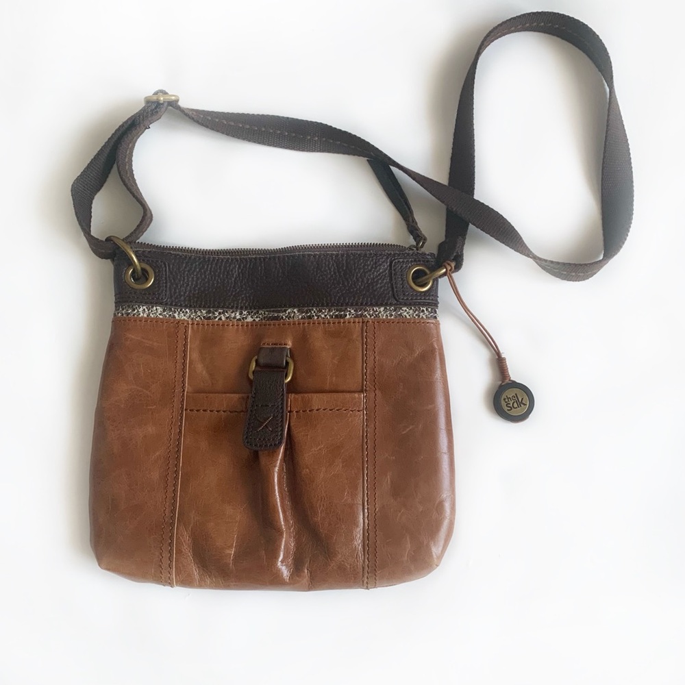The Sak Brown Leather Crossbody/Shoulder Bag Adjustable Strap